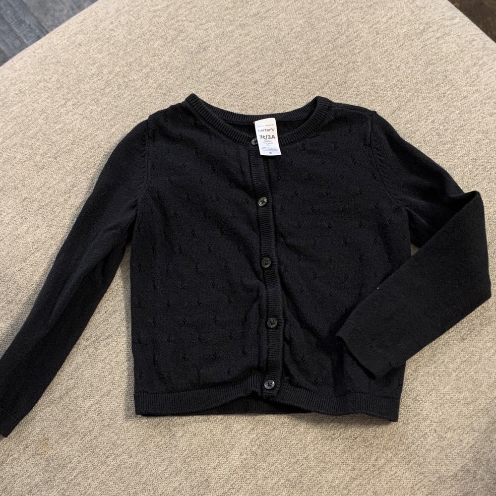 Carters 3T Black Button-Up Cardigan